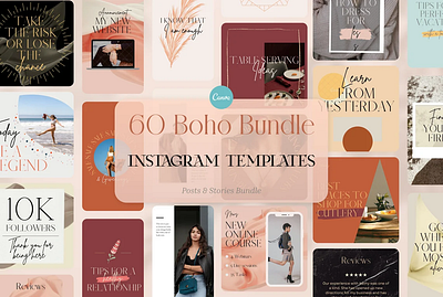 Boho Instagram Post & Stories Template boho canva instagram template social media