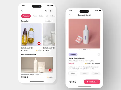 Beauty Products Mobile app beauty app mobile app ui women