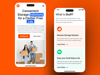Stuff Storage Mobile Version clean delivery design extra storage minimal mobile version orange storage app stuff ui ux