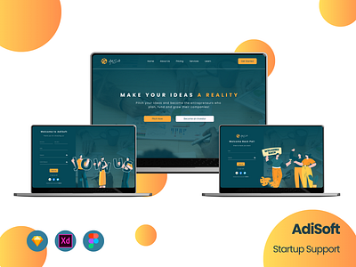 AdiSoft - Platform that helps Entrepreneurs find Investors figma investing app investors startups ui concept ui design ui ux web app website