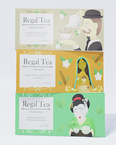 Regal Tea (Package Design) branding illustration logo package design