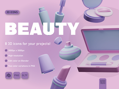 Beauty | 3D Icons Set 3d 3dart 3dillustration 3dmodeling blender branding design illustration logo ui