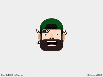 Only Frames - #Figbruary2024 avatar beard branding character expression face figma flat green hair hat illustration logo mark portrait selfie