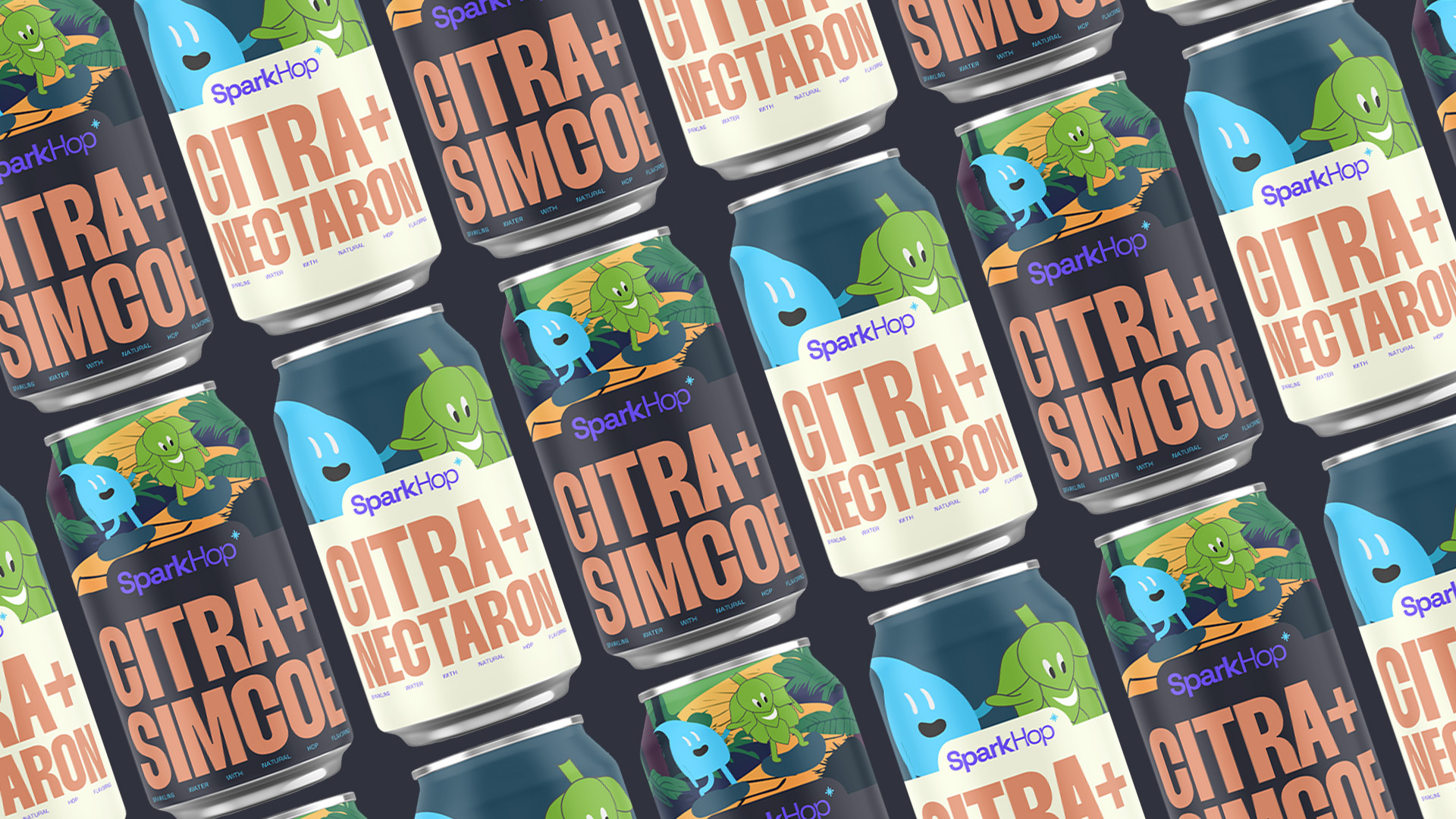 SparkHop:: Sparkling Hop Water Brand beer beverage branding brewing hopwater package design seltzer typography