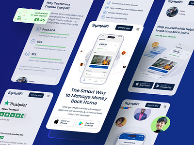 Symplifi - Mobile Adaptive app branding business case study corporate website dark blue data finance management fintech landing page light theme marketing minimalism mobile startup typography ui user interface ux web design