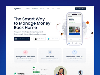 Symplifi - Homepage app branding business case study corporate website dark blue data finance management fintech home page landing page light theme marketing minimalism mobile startup ui user interface ux web design