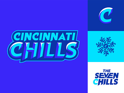 Cincinnati Chills NHL Team badge blue branding cincinnati cincy design flat design graphic design hockey ice icon illustration league logo nhl snowflake sports winter