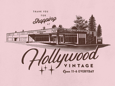 Hollywood Vintage Reusable Tote Bag Graphic 50s design graphics hollywood illustration lettering retro russell pritchard typography vintage