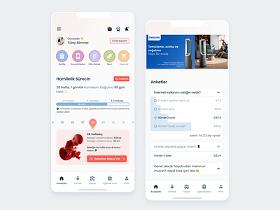 Elika Hamile App Redesign (Pregnancy Tracker App) app app design design figma interaction mobile app mobile app design mobile design pregnancy pregnancy app product design tracker app ui ui design uiux ux