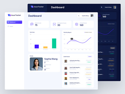 Issue Tracker Dashboard UI Design app design app ui dashboard dashboard ui design dashboard web app design figma figma design issue tracker issue tracker design ui ui design ui ux user interface web app web app design website ui