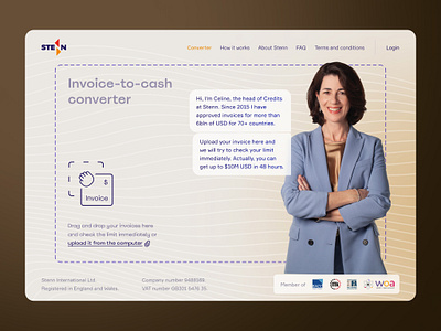 STENN. Invoice-to-Cash Converter - Homepage analytics beige branding business case study circular data finance management fintech human landing page marketing minimalism startup typography ui user interface ux web design сhat communication