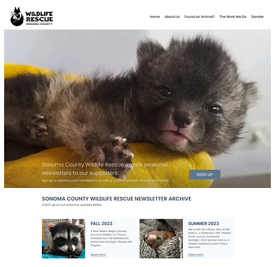 Wildlife Rescue Newsletter Sign Up Page Redesign sign up page redesign