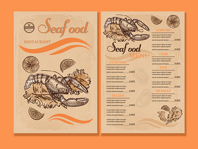 Seafood menu design 3d animation branding design graphic design illustration logo motion graphics ui vector