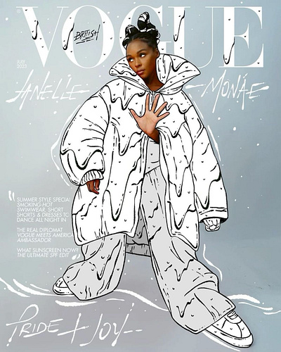 Janelle Monáe x British Vogue | Nomehas british cover design diseño drip fashion illustration janelle magazine monae nomehas vogue white