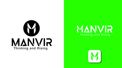 Logo design concept for a multinational company named "MANVIR" abstract black branding graphic design logo logo designer multinational company simple logo