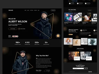 Awwa - Personal Portfolio Template dark portfolio website personal portfolio personal portfolio template portfolio portfolio template portfolio website trendy ui webdesign website