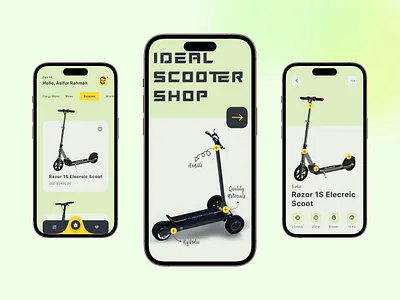 Electric Scooter Mobile App app design asifuxdev bike bike app e bike e commerce e scooter ecommerce app electric scooter minimalist mobile app splash ui uiux ux