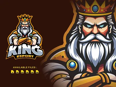 King Esport Logo Design animal animation branding crown design esport game graphic design illustration king logo mobile ui