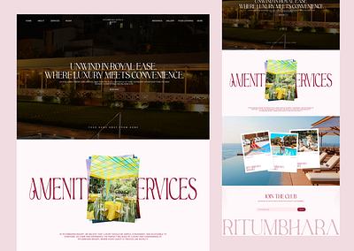 Ritumbhara™ Hotel & Resort Redesign aesthetic animation branding design full page graphic design hotel illustration logo luxury modern resort sleek typography ui ux vector website