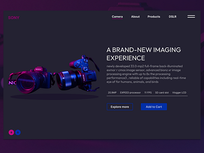 CAMERA UI DESIGN appdesign branding camera cameraui camerauidesign design dribbble figma figmadesign graphic design illustration logo sonycameradesign sonylandingpage ui uiux webdesign