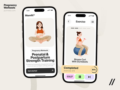 Fitness Mobile iOS App android app design diet exercise fitness graphic design health illustration interface ios mobile mobile ui pregnancy purrweb sport ui ux workout