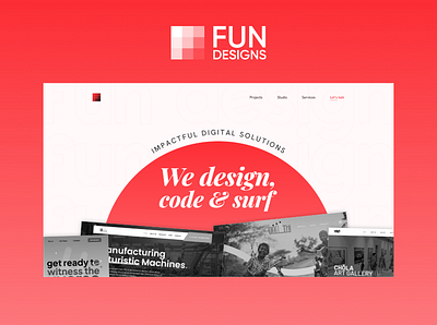 Fun Designs | Design Agency | UI/UX Design Studio Landing 2024 branding design design agency design studio designer designer studio fun design fun designs japan kerala landing page logo minimal red minimal red theme ui ui design