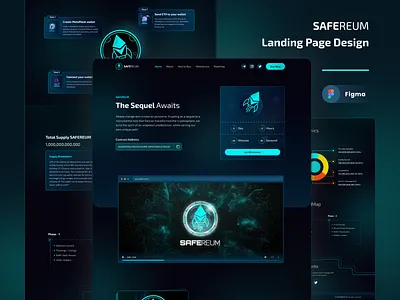 Crypto Token Landing Page (SAFEREUM) bitcoin clean coin coin landing page crypto crypto token cryptocurrency dark landing page meme coin meme website nft nft landing page safereum safereum landing page safereum website token landing page token website website design