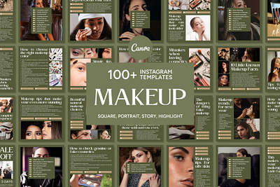 Makeup Green Template 3d animation beauty makeup branding canva templates cosmetic design design templates graphic design illustration instagram templates logo makeup makeup artist motion graphics permanent makeup social media templates ui ux vector