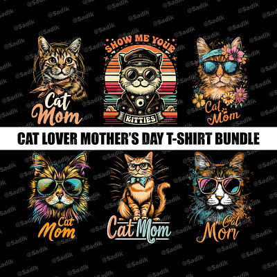 Cat Lover Mother's Day T-shirt Bundle mothers day t shirt vintage t shirt