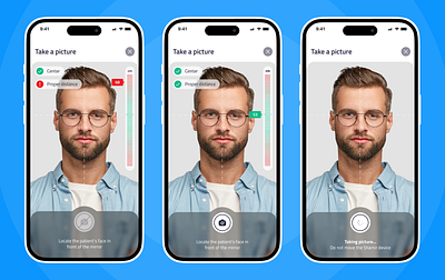 Patient Facial Measurement app design application camera camera mode concept control controlers image lenses measurement mobile mobile design photo photography scanner selfie ux ui