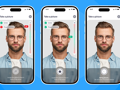 Patient Facial Measurement app design application camera camera mode concept control controlers image lenses measurement mobile mobile design photo photography scanner selfie ux ui