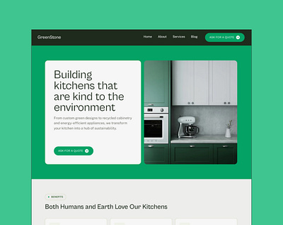 GreenStone — Free Framer Template for Construction Companies construction design eco friendly environment framer framer website free template interior design kitchen no code development real estate sustainability ui website design