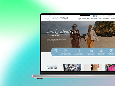 Emily Boutique blue cloth clothing concarneau france graphic design green mode ui webdesign website