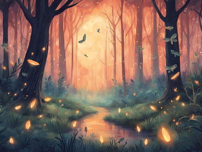 Magical forest design graphic design illustration vector