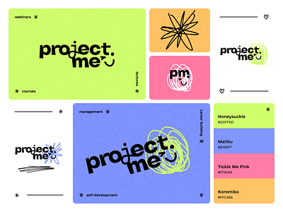 project.me branding graphic design hand drawn logo logo management smile logo web logo