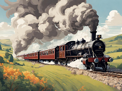 Steam train design graphic design illustration vector