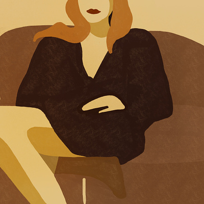 Woman sitting on a couch abstract art direction autumn autumn colors branding brown character character design colorful design female illustration femme graphic design illustration lips melancholy minimal minimalism procreate woman
