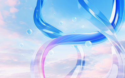 Dreamy sky 3d 3darts abstract bubble dreamy glassy pink and blue spline