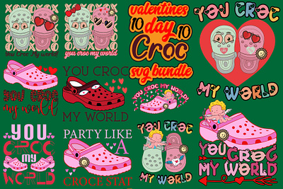 Valentine's Day Croc My World Bundle 3d animation branding graphic design logo motion graphics typography xo svg free xoxo svg free