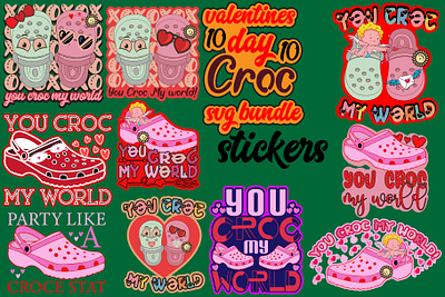 Valentine's Day Stickers Croc My World Shirt Svg Bundle branding community logo design free valentines day svg graphic design illustration logo meliodas typography ui vector