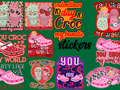 Valentine's Day Stickers Croc My World Shirt Svg Bundle branding community logo design free valentines day svg graphic design illustration logo meliodas typography ui vector