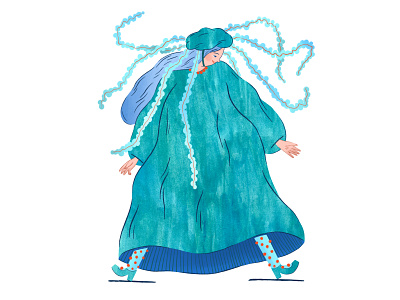 Jellyfish carnival character blue carnival character characterdesign costume female character festival green illustration illustrator jellyfish medusa texture woman