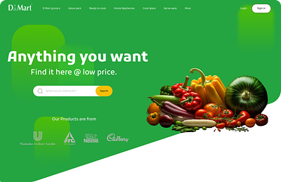 Redesign of a India's most Known Grocery ecommers green grocerys home page landing page orgonic red vegitables