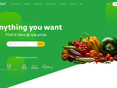 Redesign of a India's most Known Grocery ecommers green grocerys home page landing page orgonic red vegitables