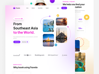 Travelo - Travel Landing Page Website agency design figma landing page tour travel ui website