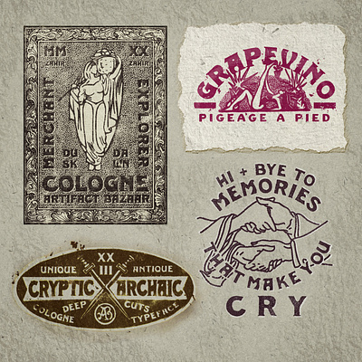Cologne Typeface antique antique type artifact badge design badges bazaar cologne distressed flash sheet free font letters matchbook matchbox new type retro textured trial font typography vintage weathered