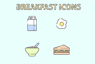 Cute Breakfast Icons icon vector