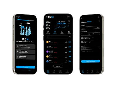 Crypto Currency Wallet App - Dark Mode crypto currency design financial product designing ui ux wallet