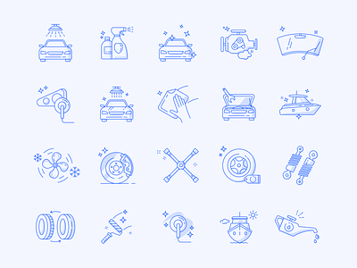 Big icon set 2d car case study cleaning commercial design digital icon icons kapustin outline pack services set vector wash