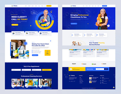 Cleeny - Cleaning Services & Repair Company HTML5 Template 3d animation branding graphic design logo motion graphics repair service ui